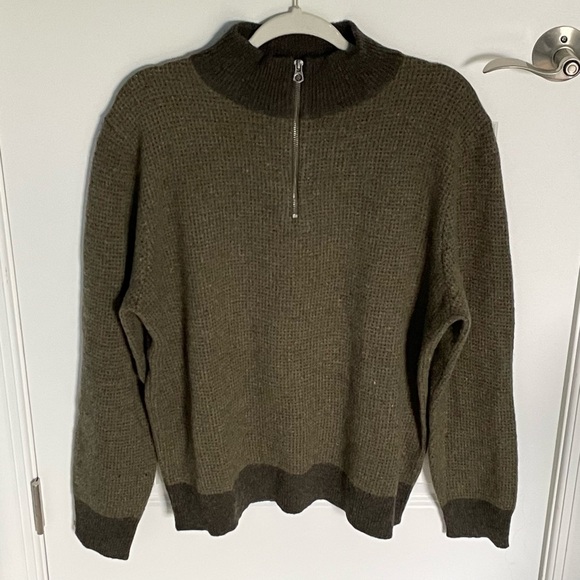 J. Crew Rugged Merino 1/4 Zip Black Gray Knit Pullover Sweater 47042 - Picture 2 of 15